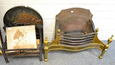 Lot 1077 - Two fire grates and a cast iron fire back