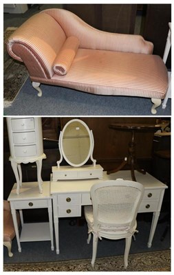 Lot 1078 - Five pieces of white painted furniture comprising, a dressing table, bedroom chair, toilet...