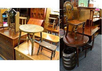 Lot 1088 - A group of furniture comprising, a 19th century shield back chair, a mahogany plant table, a...