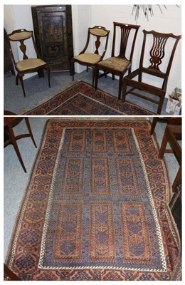 Lot 1106 - A 19th century Japanned corner cupboard, four occasional chairs and a rug