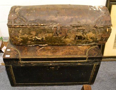 Lot 1107 - Two 19th century studded trunks