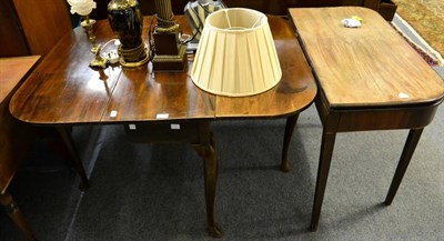 Lot 1118 - A mahogany drop leaf gate leg table, an early 19th century fold over tea table (a.f.) (2)