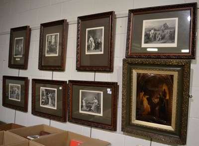 Lot 1135 - Seven 19th century black and white engravings and a crystoleum