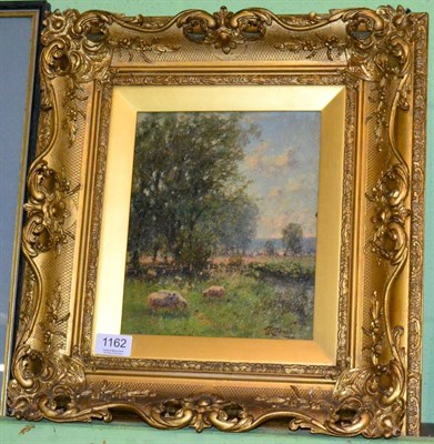 Lot 1162 - T. F Caldwell (Later 19th century) Sheep grazing in a river landscape, signed