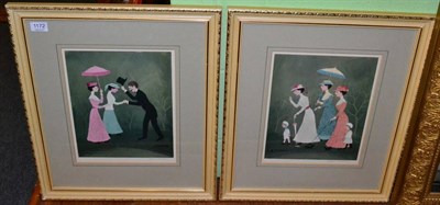 Lot 1172 - After Helen Bradley (1900-1979)  'Ah Dear Family', 'Oh Just Look! Said Mother', a pair of...