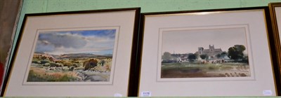 Lot 1178 - John Barrie Haste, Autumn in Wensleydale; Ripon Cathedral from Gallows Hill, watercolour,...