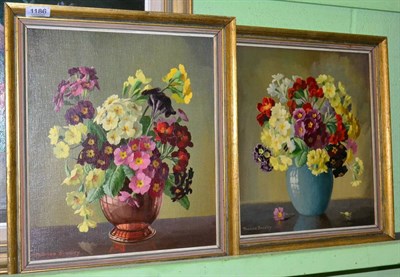 Lot 1186 - Thomas Bradley (20th century) a pair of still lifes of flowers, oils on board