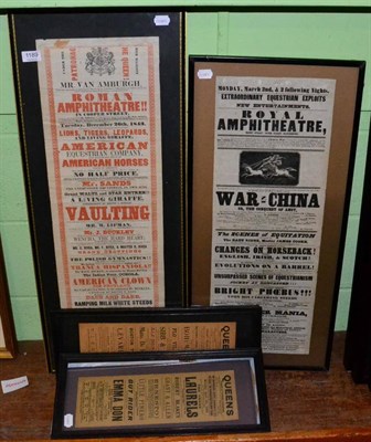 Lot 1189 - A group of mostly 19th century theatre advertising posters comprising Mr Van Amburgh at the...