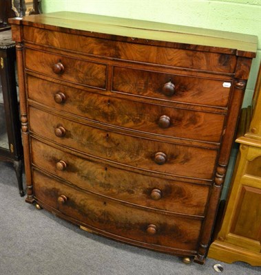 Lot 1218 - A 19th century mahogany bow fronted five height chest of drawers