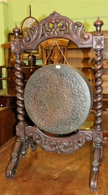 Lot 1238 - A Victorian carved oak gong