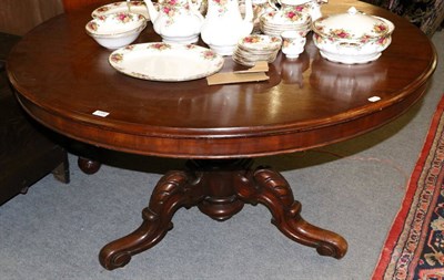 Lot 1256 - A Victorian mahogany circular breakfast table, on carved supports