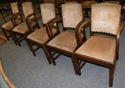 Lot 1270 - A set of five 1920's oak dining chairs