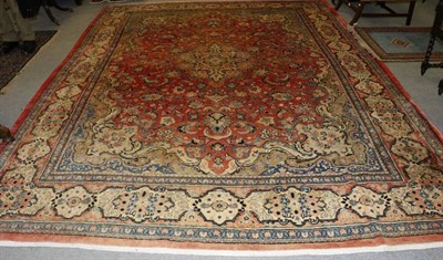 Lot 1293 - Mahal carpet, West Iran, the strawberry field with central medallion framed by spandrels and floral