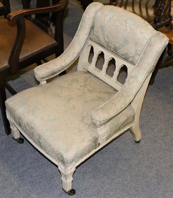 Lot 1314 - A painted and part upholstered low chair