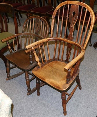 Lot 1315 - An elm Windsor armchair together with an oak and elm Windsor rocking chair