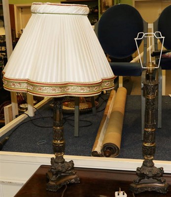 Lot 1372 - A pair of modern patterned metal table lamps, in the Neo Classical taste