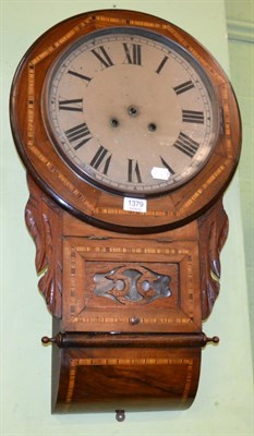 Lot 1379 - A late 19th century inlaid drop dial wall clock