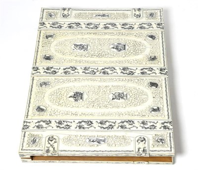 Lot 60 - A 19th century Indian carved ivory book cover
