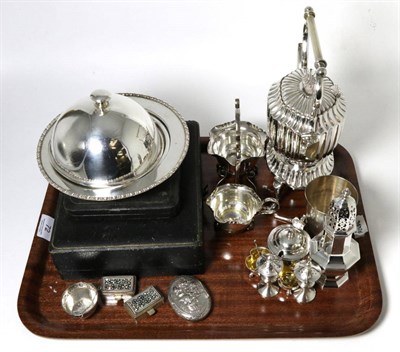 Lot 72 - A group of assorted silver items to include a French beaker; a pair of small salts; an...