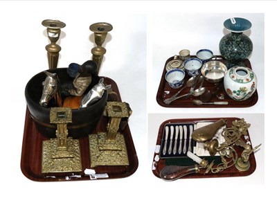 Lot 80 - Miscellaneous items including a coopered oak planter, Union Jack, silver handled tea knives,...