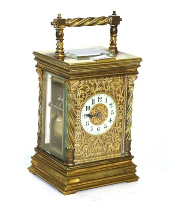 Lot 108 - A glass and brass striking mantel timepiece, movement back plate stamped R & Co. Paris, for Richard