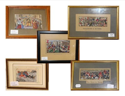 Lot 137 - A collection of Stevengraphs including 'Wellington and Blucker' and 'The Death of Nelson' (5)