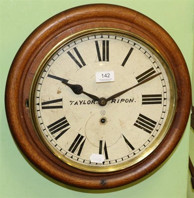Lot 142 - An oak cased wall timepiece, dial signed Taylor, Ripon