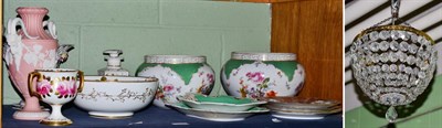 Lot 159 - A group of English and Continental porcelain, including a pair of Dresden floral printed bowls,...