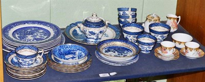 Lot 161 - Assorted blue and white ceramics including Booth's Old Willow etc 19th/20th century