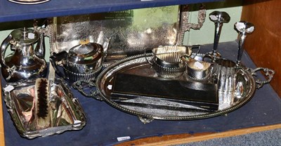 Lot 162 - A collection of 19th/20th century silver plate comprising two twin-handled trays, a swing...