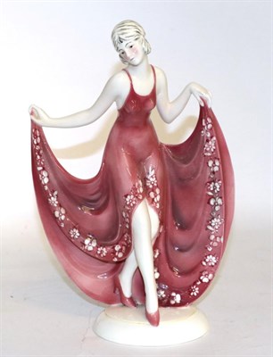 Lot 188 - A Katzhutte porcelain Art Deco figure of a dancing girl in a pink dress
