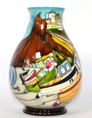 Lot 207 - A modern Moorcroft pottery Memories of the Seaside pattern vase, designed by Kerry Goodwin,...