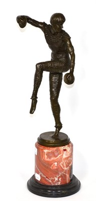 Lot 211 - An Art Deco figure of a dancer, after Chiparus, on marble socle base