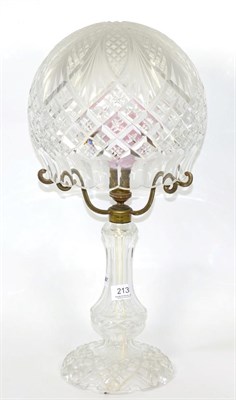 Lot 213 - A cut glass table lamp
