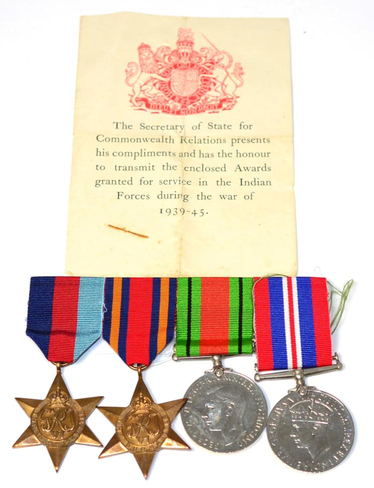 Lot 242 - A bar of four campaign clasps and medals