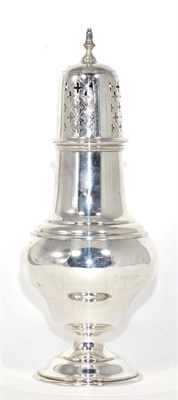 Lot 275 - An oversized silver pedestal caster, Barker Brothers, Chester 1910, 23cm high, 7.5ozt