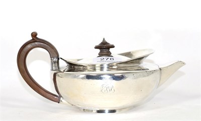 Lot 278 - A George III silver teapot, John Emes, London 1800, squat circular with everted rim, engraved...