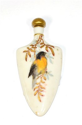 Lot 280 - A Royal Worcester blush ivory scent bottle painted with a bird