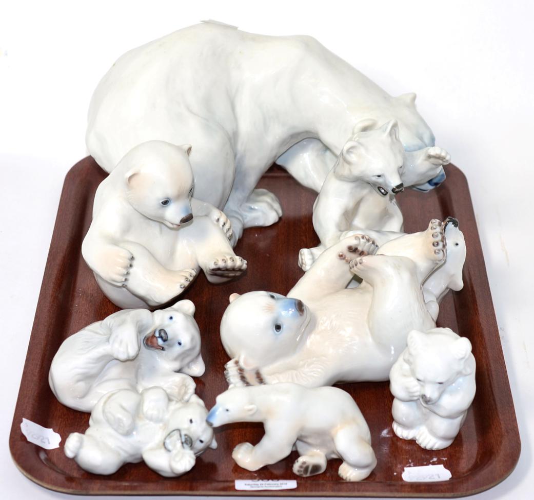 Lot 300 - Eight Royal Copenhagen polar bear models