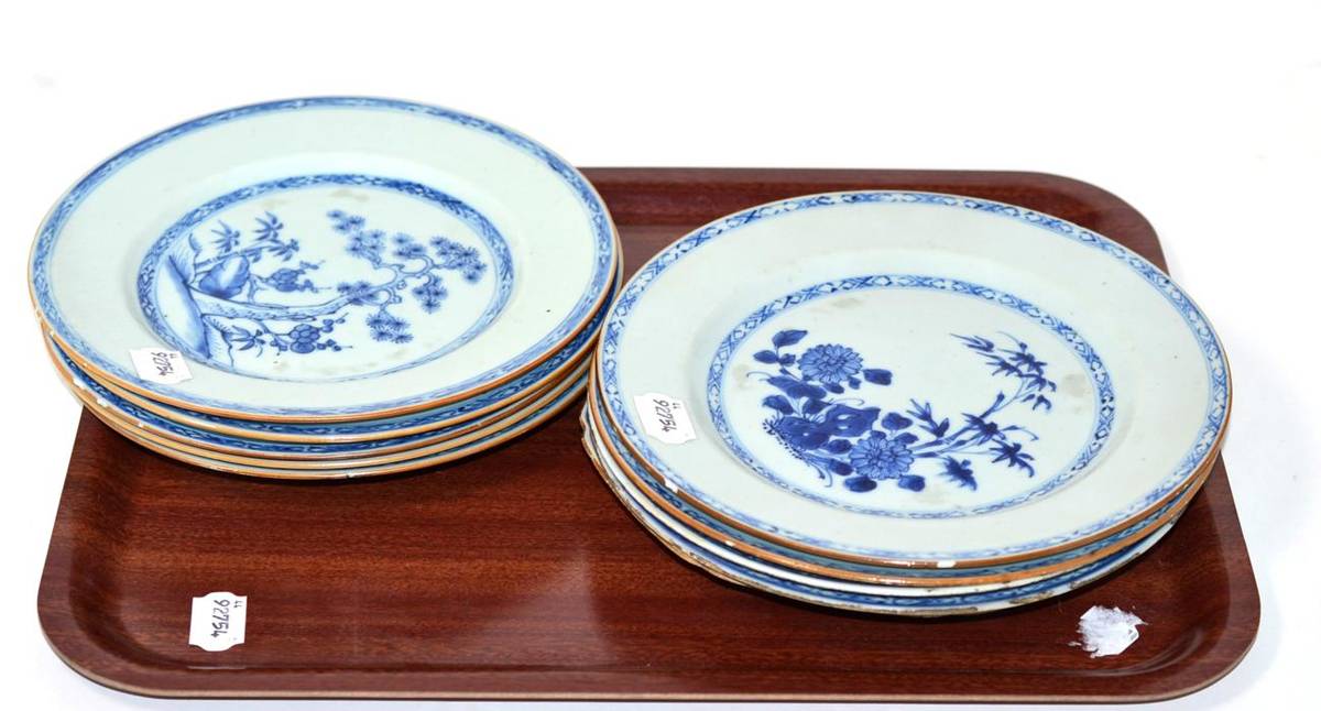 Lot 326 - A group of ten Chinese export blue and white plates, Qing Long period
