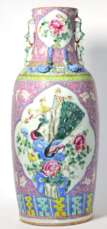 Lot 333 - A Canton famille rose vase (a.f.)
