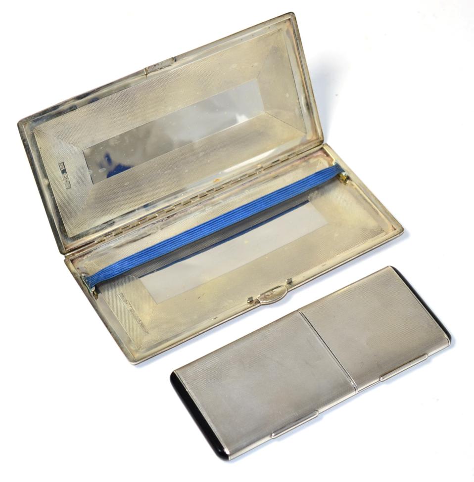 Lot 350 - A large engine turned cigarette case Walker & Hall, Sheffield 1952; and a silver combination...