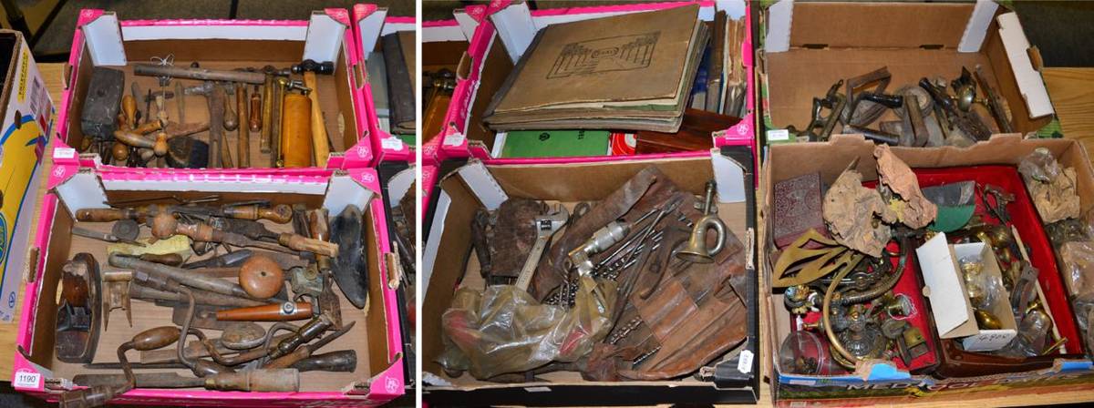 Lot 1190 - A large collection of useful vintage tools suitable for a cabinet restorer and other...