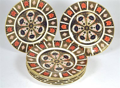 Lot 10 - A set of eight Royal Crown Derby Imari plates, all pattern 1128 and each 27cm diameter