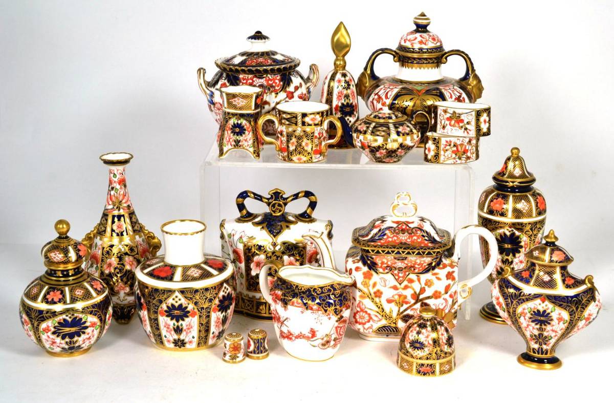 Lot 11 - A group of various Royal Crown Derby Imari  wares comprising five vases and covers, two vases,...