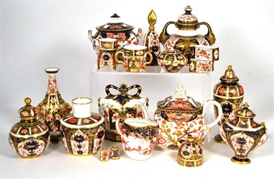 Lot 11 - A group of various Royal Crown Derby Imari  wares comprising five vases and covers, two vases,...