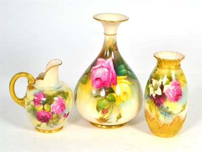 Lot 30 - A Royal Worcester floral painted vase signed H Austin, dated 1909, together with another Royal...