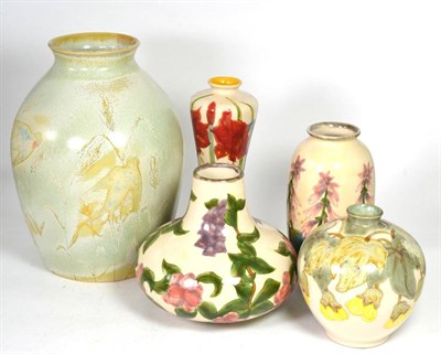 Lot 35 - Five various Cobridge stoneware vases, the largest 32cm