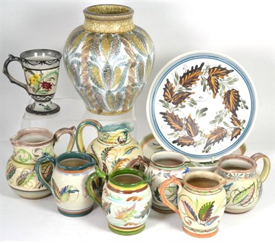 Lot 37 - A Denby Glyn colledge vase, 23cm, together with seven Denby jugs, a Denby mug and six Denby plates
