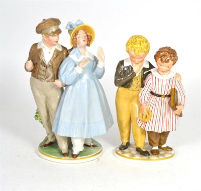 Lot 45 - Two Royal Copenhagen figures 'Flight to America' by Chr. Thomsen, 1915, model number 1761, 21cm and
